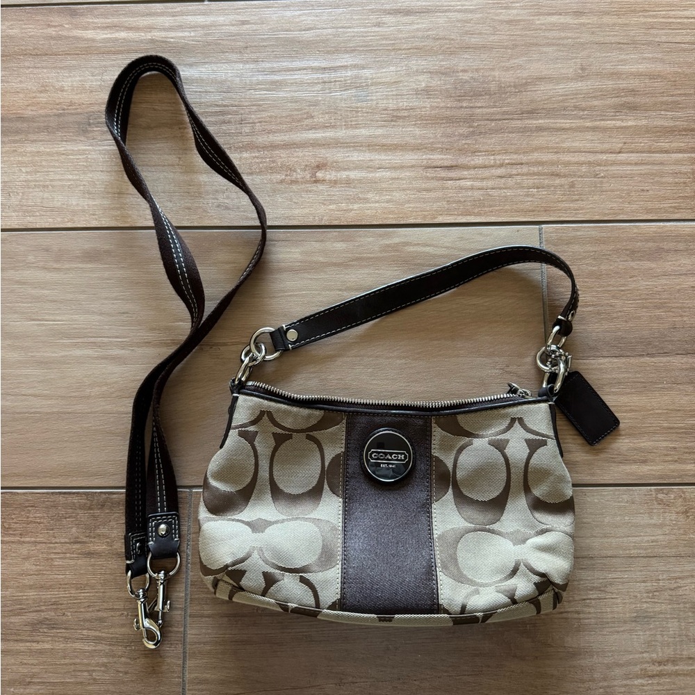Vintage Coach Signature Jacquard Striped Demi Should Handbag Crossbody